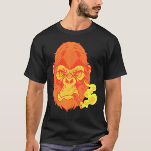 Zigarrenrauchen Gemeiner Blick auf Orange Gorilla T-Shirt