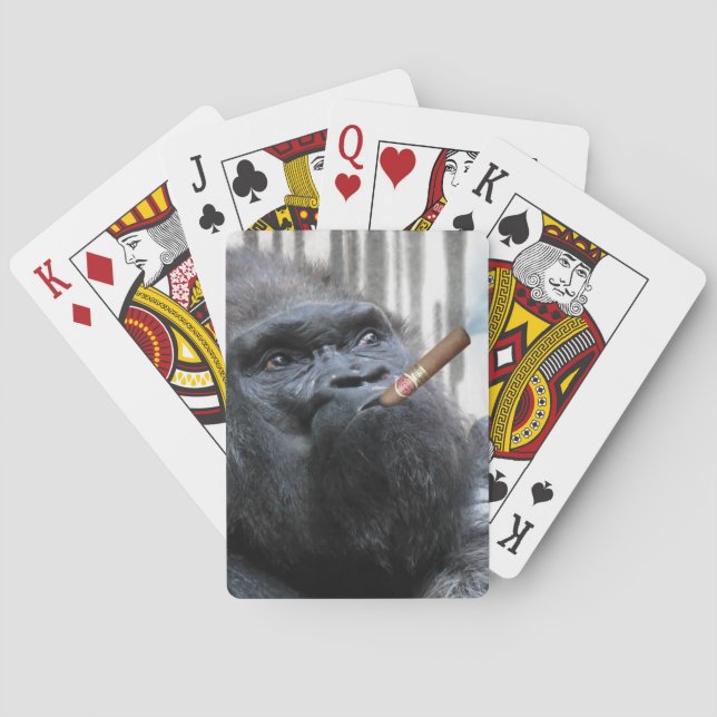 Zigarrenraucher Rauchen Gorilla Funny Spielkarten (Rückseite)