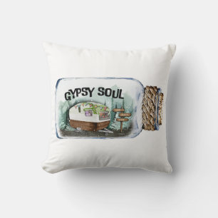Zigeuner-Seele Camping Vintage-Illustration Kissen