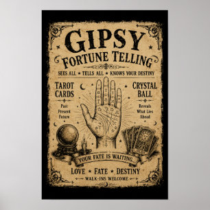 Zigeuner-Wahrsagerin Vintage-Halloween-Requisite. Poster