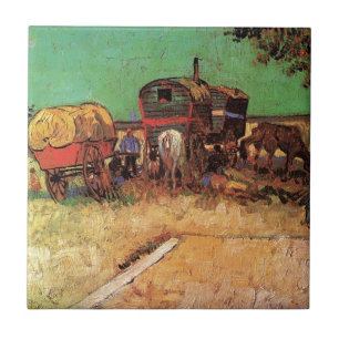 Zigeunerlager mit Wohnwagen, Van Gogh Fliese
