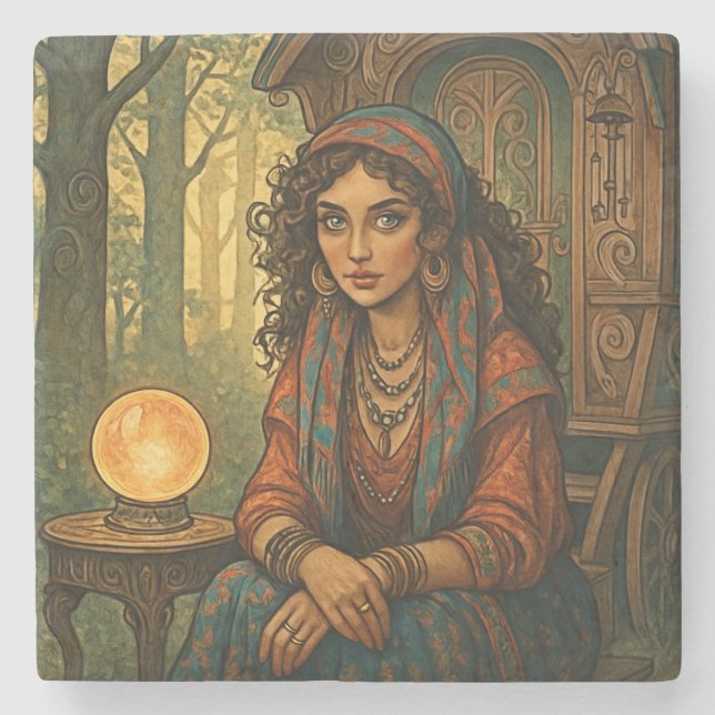 Zigeunermädchen Steinuntersetzer (Vorderseite)