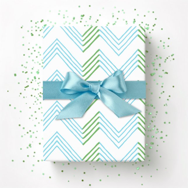 Ziggy Chevron in Green and Aqua Geschenkpapier (Von Creator hochgeladen)
