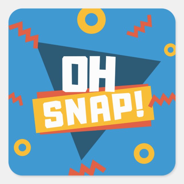 Zigzag 90er 80er Retro Oh Snap Quadratischer Aufkleber (Vorderseite)