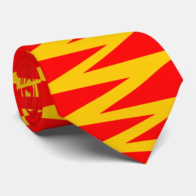 Zigzag - Amber auf Red Krawatte (Gerollt)