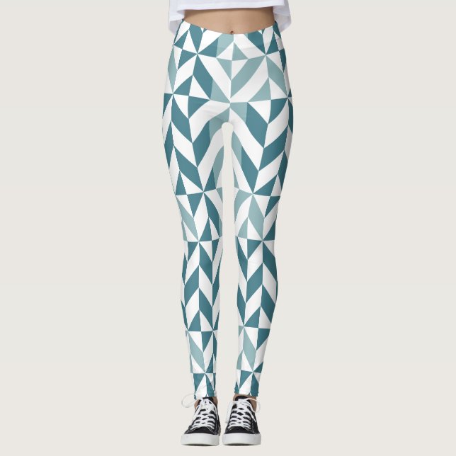 ZigZag, aquamarin-grün-zweiteilig, geometrisch Leggings (Vorderseite)