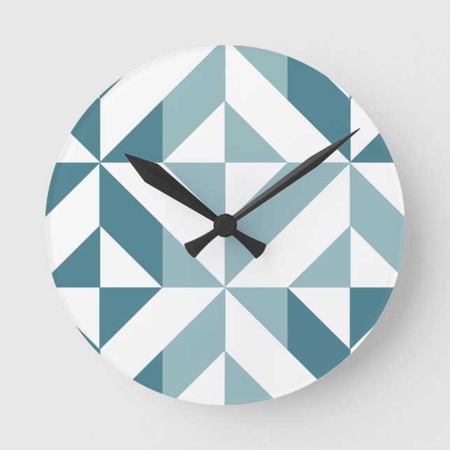 ZigZag, aquamarin-grün-zweiteilig, geometrisch Runde Wanduhr (Vorderseite)