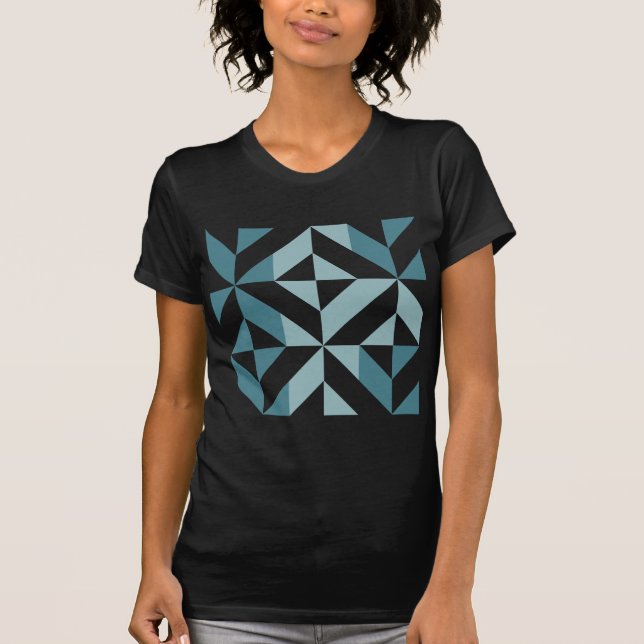 ZigZag, aquamarin-grün-zweiteilig, geometrisch T-Shirt (Vorderseite)
