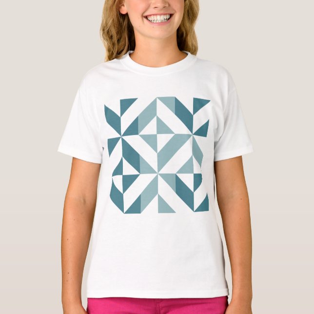 ZigZag, aquamarin-grün-zweiteilig, geometrisch T-Shirt (Vorderseite)