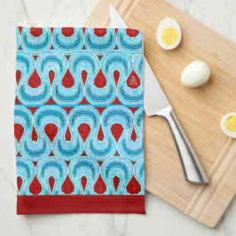 Zigzag Blue and Red Ribbon Candy - Red Border Geschirrtuch
