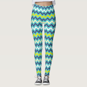 Zigzag Blue Green Yellow Zickzack Muster Hübsch Leggings