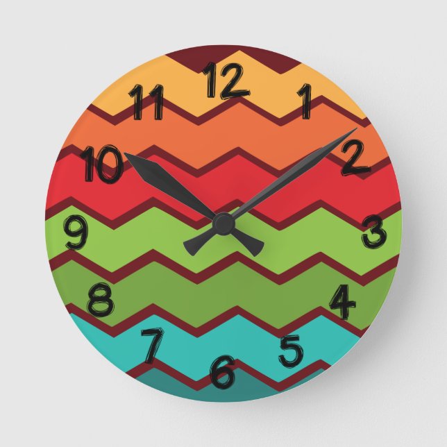Zigzag der 1970er runde wanduhr (Vorderseite)