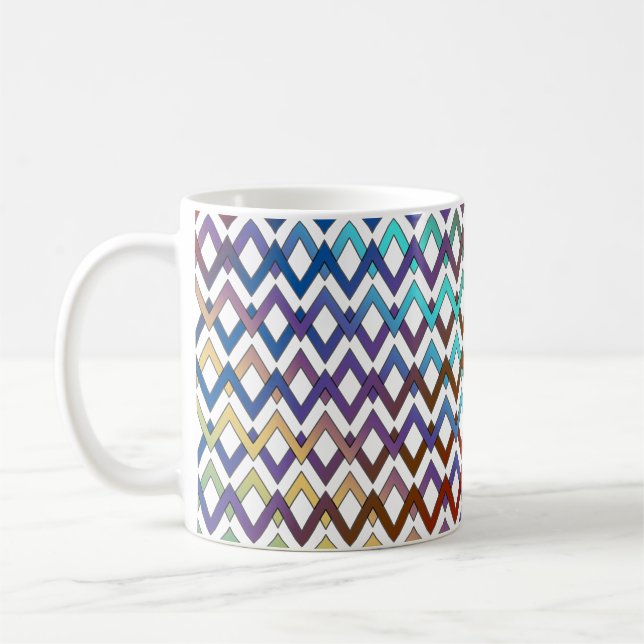 ZIGZAG Diamanten - gefärbt + Ihr Backgr. Ideen Kaffeetasse (Links)