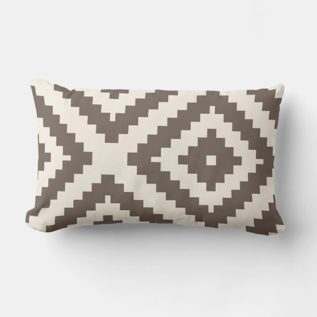 Zigzag Geometric Muster Taupe Brown Lendenkissen (Vorderseite)