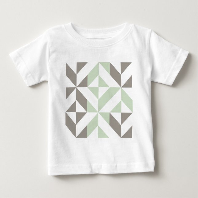 ZigZag-Geometrie der Seite Grün und Silber Baby T-shirt (Vorderseite)