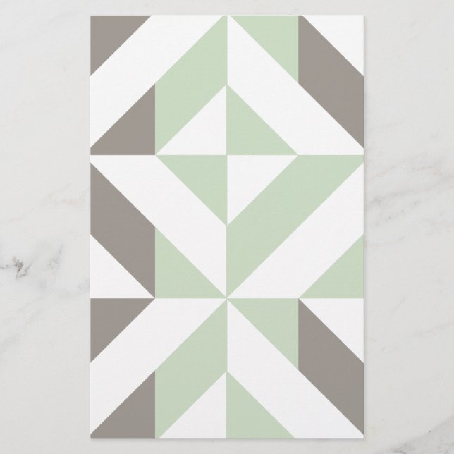ZigZag-Geometrie der Seite Grün und Silber Briefpapier (Vorderseite)