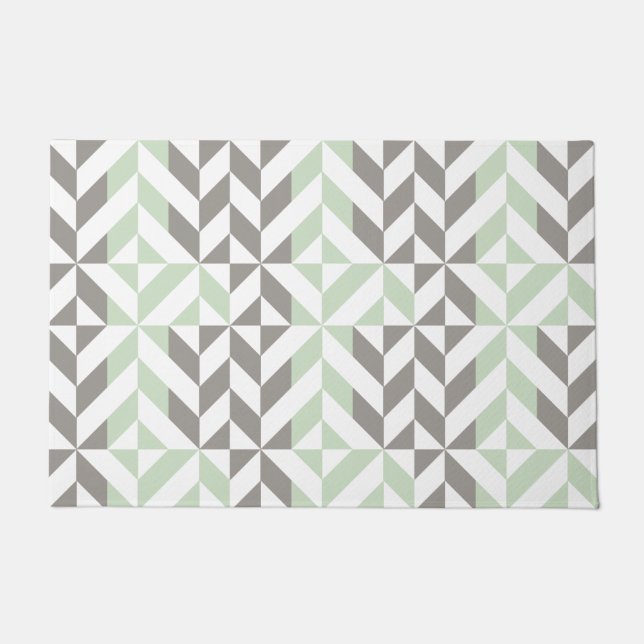 ZigZag-Geometrie der Seite Grün und Silber Fußmatte (Vorderseite)
