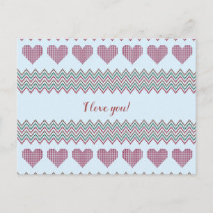 Zigzag Hearts Postkarte