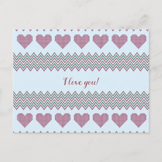 Zigzag Hearts Postkarte (Vorderseite)