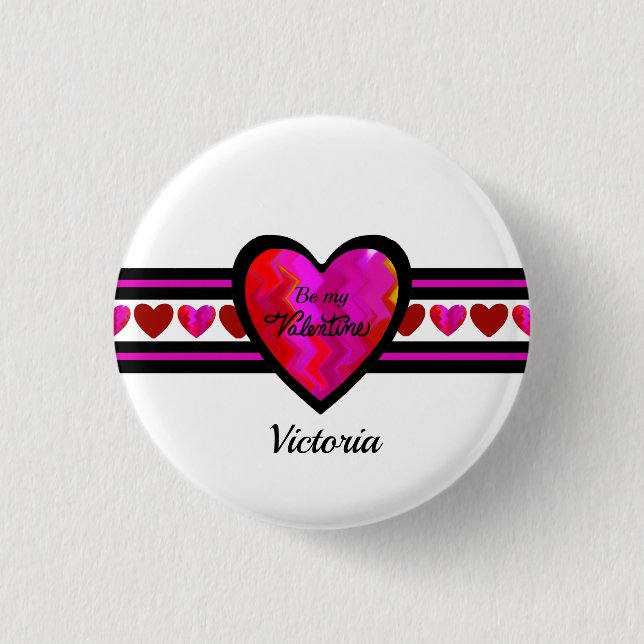 ZigZag Herz Lined Design textiert Button (Vorderseite)