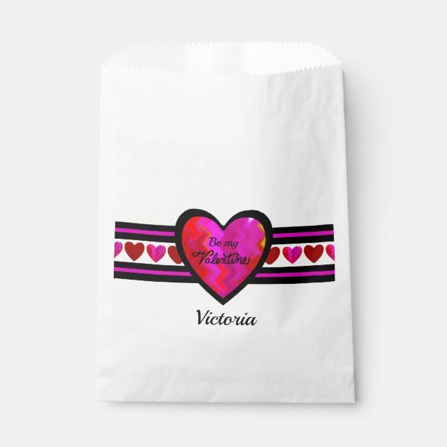 ZigZag Herz Lined Design textiert Geschenktütchen (Vorderseite)