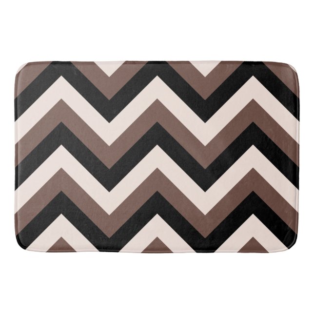 Zigzag Muster Creme Black Brown Badematte (Vorderseite)