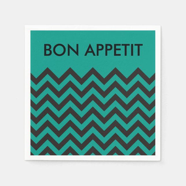 ZIGZAG Muster - schwarz + Hintergrund und Text Serviette (Vorderseite)