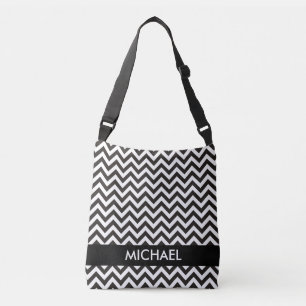 ZIGZAG-Muster - schwarz + Ihr Hintergrund und Ihre Tragetaschen Mit Langen Trägern