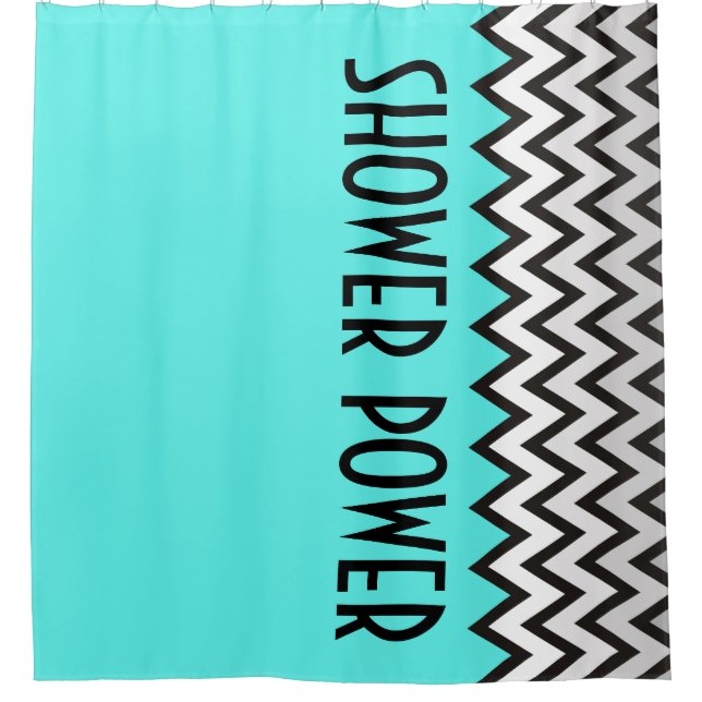 Zigzag Muster - Schwarz-weiß grau + Ihr Backgr. Duschvorhang (Vorderseite)