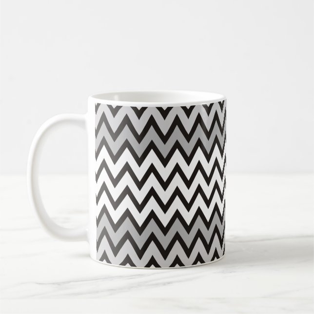 ZIGZAG-Muster - Schwarz-weiß grau + Ihre Idee Kaffeetasse (Links)