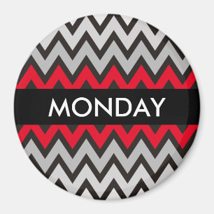 ZIGZAG-Muster - Schwarz-weiß grau + Ihre Idee Magnet