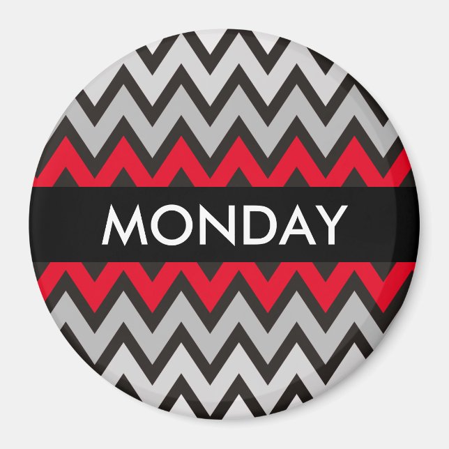 ZIGZAG-Muster - Schwarz-weiß grau + Ihre Idee Magnet (Vorne)