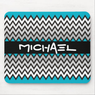 ZIGZAG-Muster - Schwarz-weiß grau + Ihre Idee Mousepad