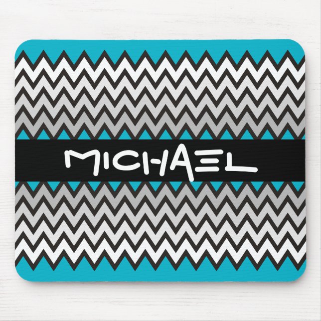 ZIGZAG-Muster - Schwarz-weiß grau + Ihre Idee Mousepad (Vorne)