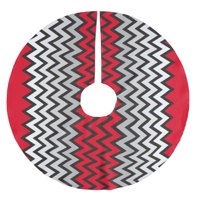 ZIGZAG-Muster - Schwarz-weiß grau + Ihre Idee Polyester Weihnachtsbaumdecke (Vorderseite)