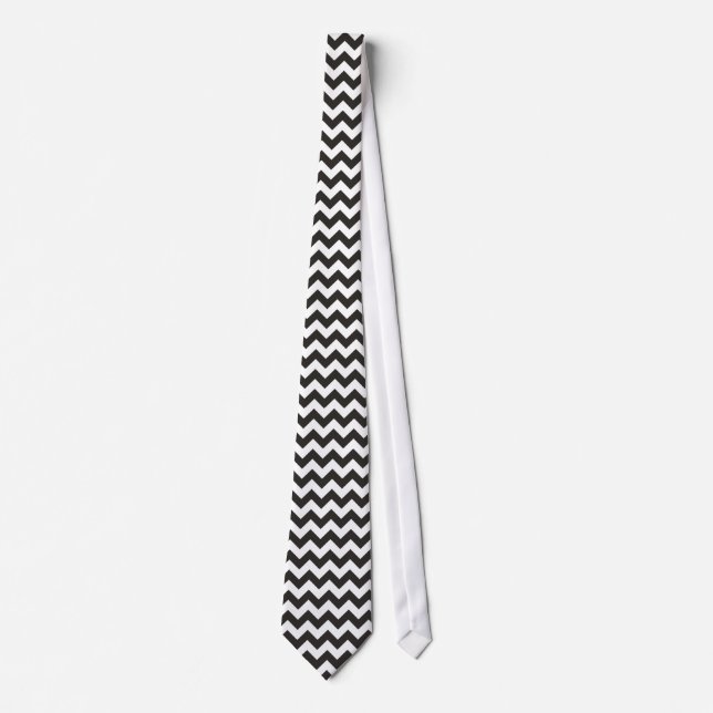 Zigzag Necktie mit schwarzen und weißen Chevronen Krawatte (Vorderseite)