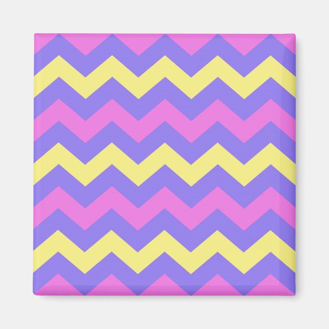 Zigzag Patroon (geel, paars en roze) Magnet (Vorne)