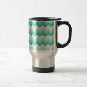 Zigzag patroon (Türkis en Groen) Reisebecher