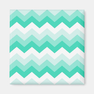 Zigzag patroon (Türkis, Groen en mit Witt) Magnet