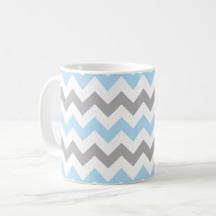 Zigzag Pattern, Chevron Pattern, Blue, Gray Kaffeetasse