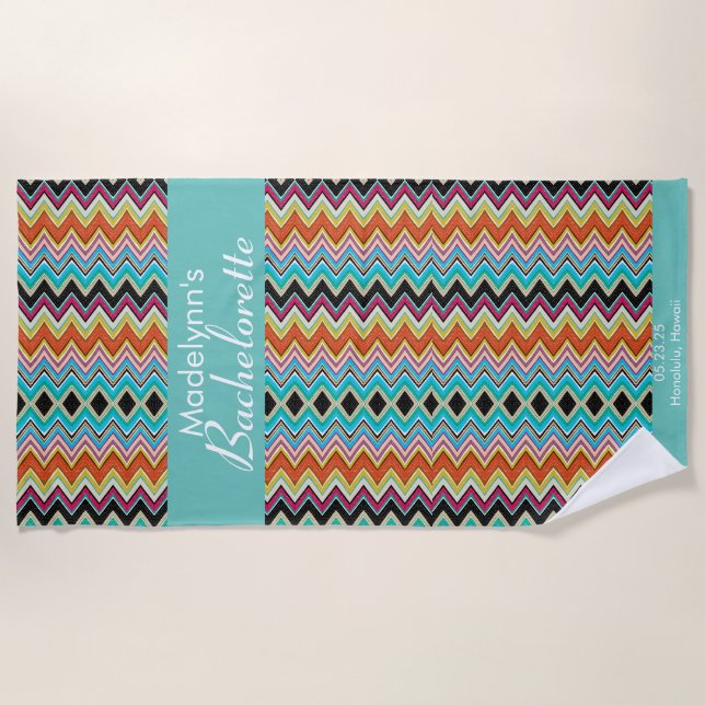 Zigzag Pattern Wedding Party Gefallen Personalisie Strandtuch (Vorderseite)