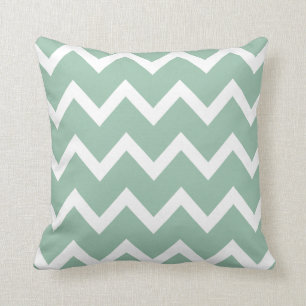 Zigzag Pillow mit Grayed Jade Green Zickzack Kissen
