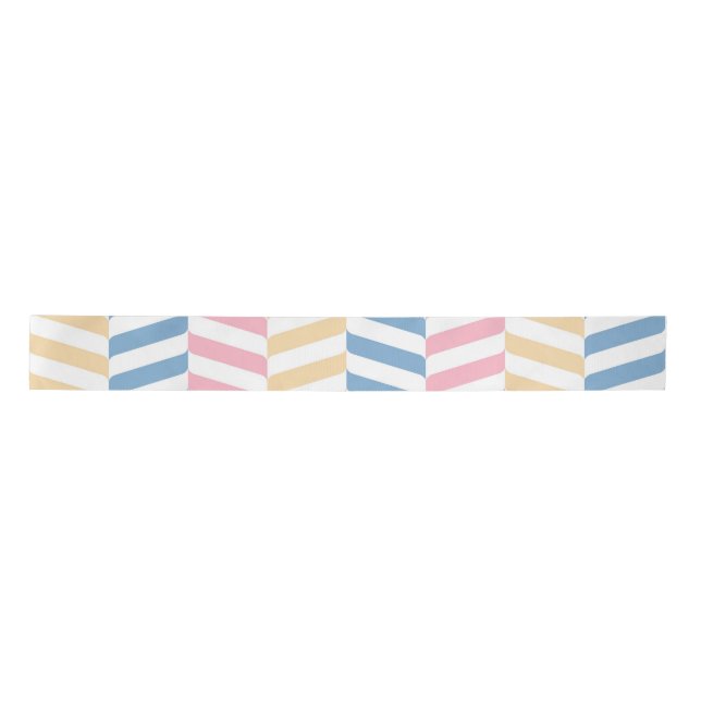 Zigzag pinkblau gelb pastellgelb minmal retro mode satinband (Vorderseite)
