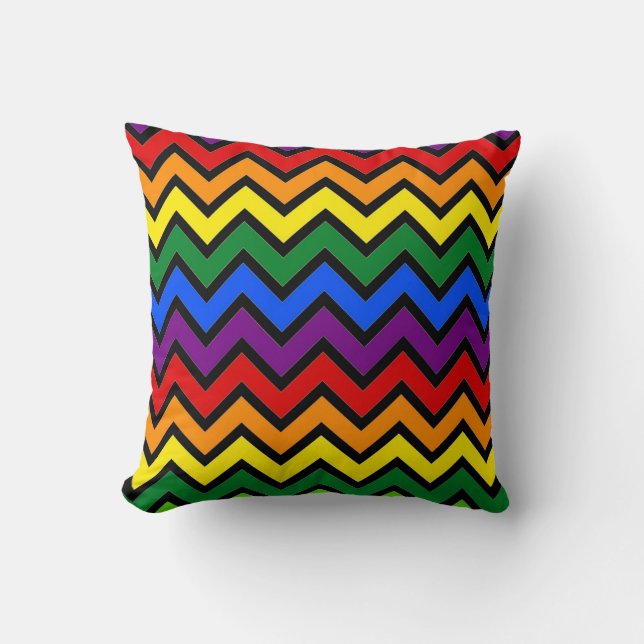 Zigzag Rainbow Throw Cushion Kissen (Vorderseite)