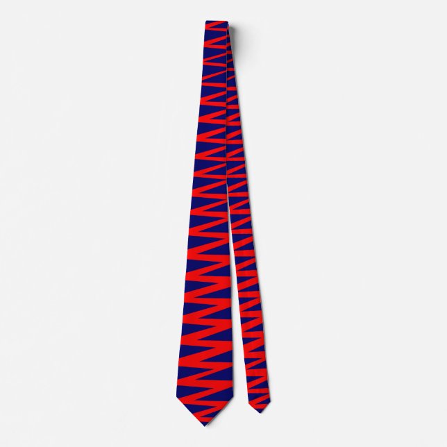 Zigzag - Red on Dark Blue 000066 Krawatte (Vorderseite)