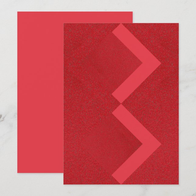 Zigzag Red Textured Invitation Card - Anpassbar Save The Date (Vorne/Hinten)
