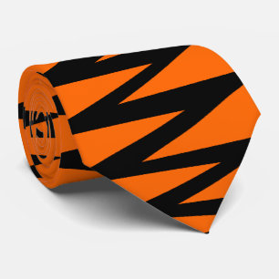 Zigzag - Schwarz auf Orange FF6600 Krawatte