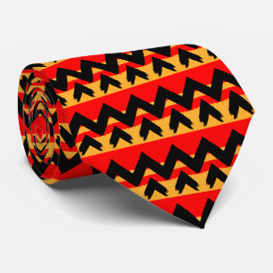 Zigzag Stripe Red Black Gold Muster Krawatte