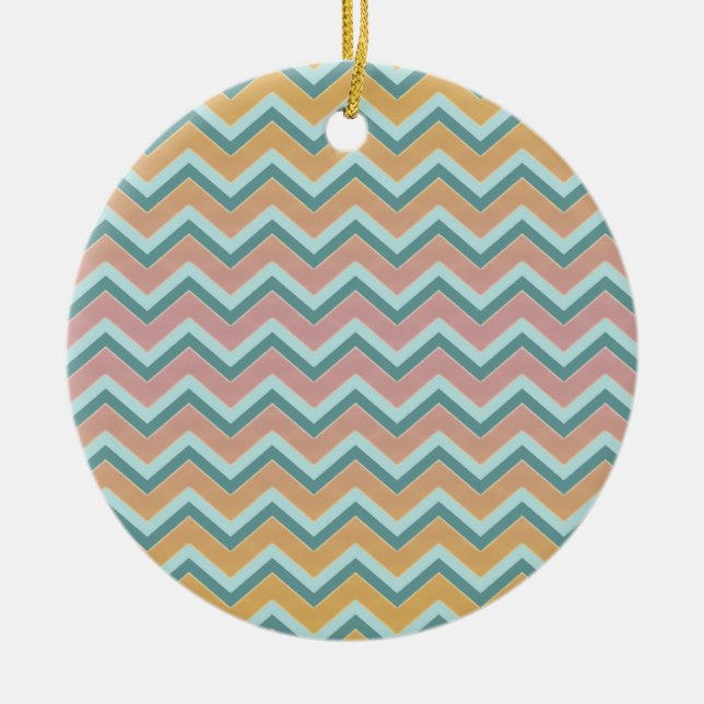 ZigZag weiche warme Farben Keramik Ornament (Vorne)
