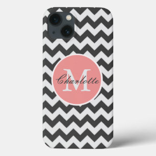 ZigZag Zickzack Chic Mit Monogramm Pink Gray Muste Case-Mate iPhone Hülle